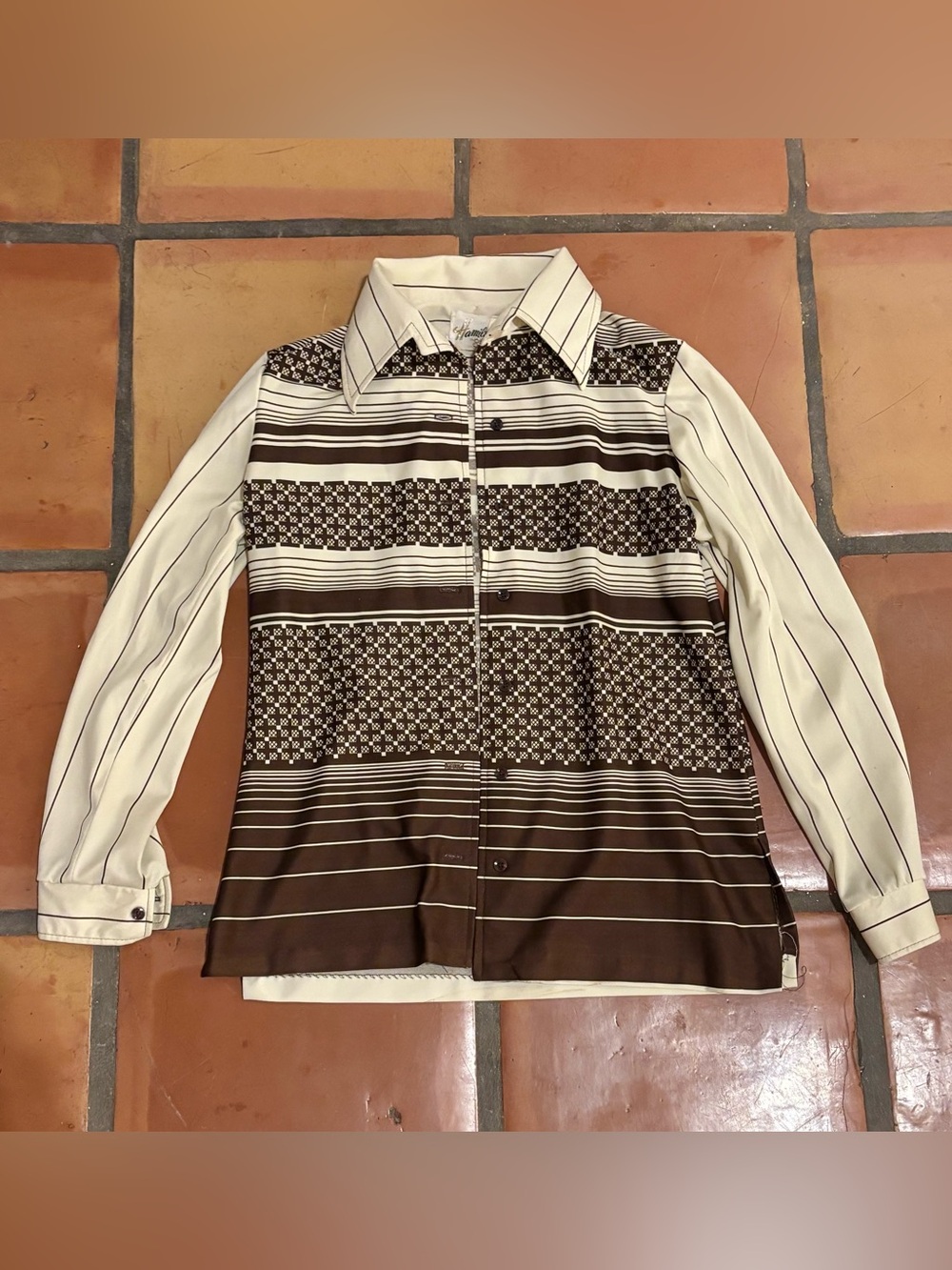 Vintage Hamilton Brown and White Striped Button-Down Shirt